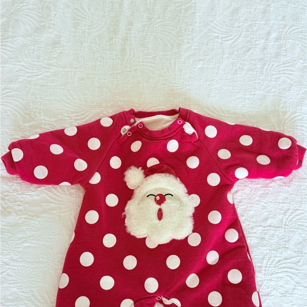 Festive Red Santa Polka Dot Onesie